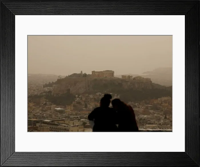Framed Print : African dust from the Saharan desert blankets Athens Framed Print : African dust from the Saharan desert blankets Athens