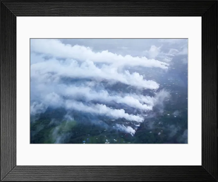 Framed Print : Smoke and steam rise from fissures in the Leilani Estates subdivision during ongoing Framed Print : Smoke and steam rise from fissures in the Leilani Estates subdivision during ongoing