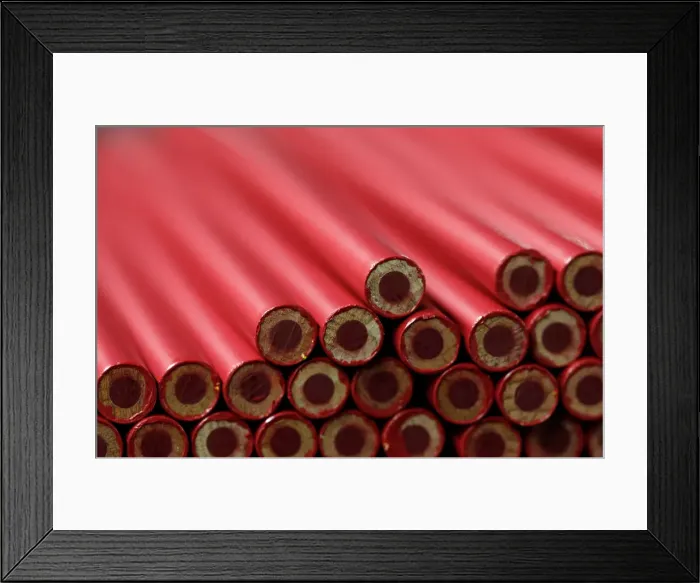 Framed Print : Wood-cased pencils are pictured during their production at Faber-Castell manufacturer in Framed Print : Wood-cased pencils are pictured during their production at Faber-Castell manufacturer in
