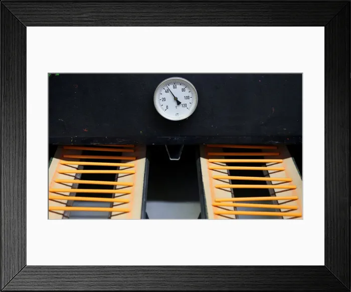 Framed Print : Wood-cased pencils are pictured in the drying oven during pencils production Framed Print : Wood-cased pencils are pictured in the drying oven during pencils production