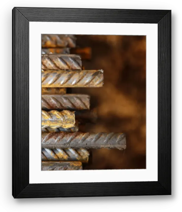 Framed Print : Steel rebar is pictured at the Ariel Metal steel trader warehouse in Podolsk Framed Print : Steel rebar is pictured at the Ariel Metal steel trader warehouse in Podolsk