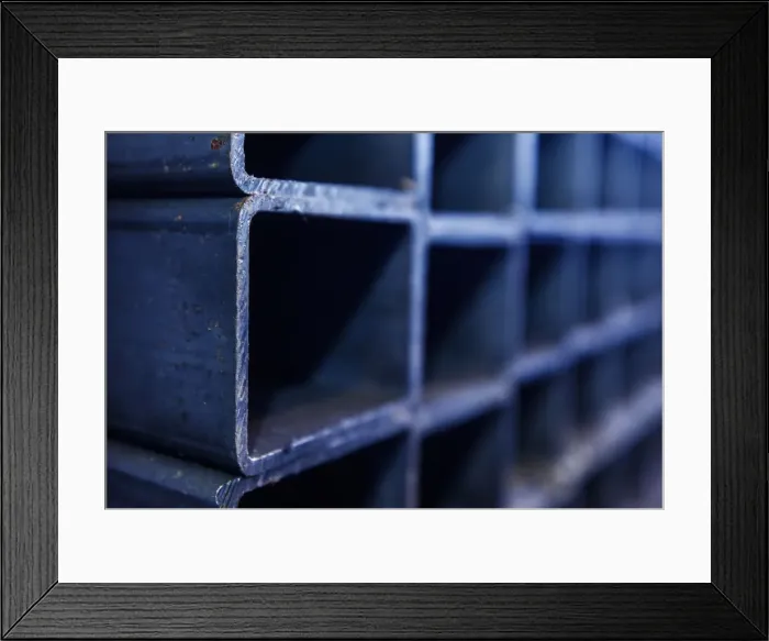 Framed Print : Steel profile pipes are pictured at the Ariel Metal steel trader warehouse in Podolsk Framed Print : Steel profile pipes are pictured at the Ariel Metal steel trader warehouse in Podolsk