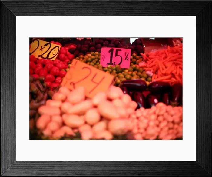 Framed Print : Prices of vegetables are displayed at a store in Mexico City Framed Print : Prices of vegetables are displayed at a store in Mexico City