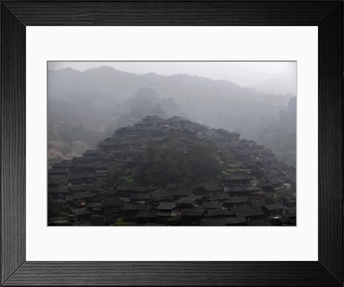 Framed Print : A general view of Xijiang village before Miao New Years day in Leishan County Framed Print : A general view of Xijiang village before Miao New Years day in Leishan County