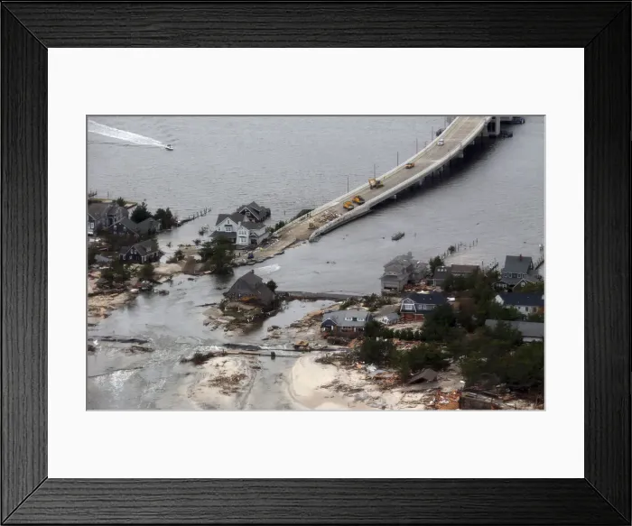 Framed Print : The aerial view of the damage around Atlantic City, New Jersey is seen in the aftermath Framed Print : The aerial view of the damage around Atlantic City, New Jersey is seen in the aftermath