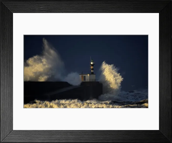 Framed Print : Huge waves crash on the San Esteban de Pravia seafront in the northern Spanish region of Framed Print : Huge waves crash on the San Esteban de Pravia seafront in the northern Spanish region of