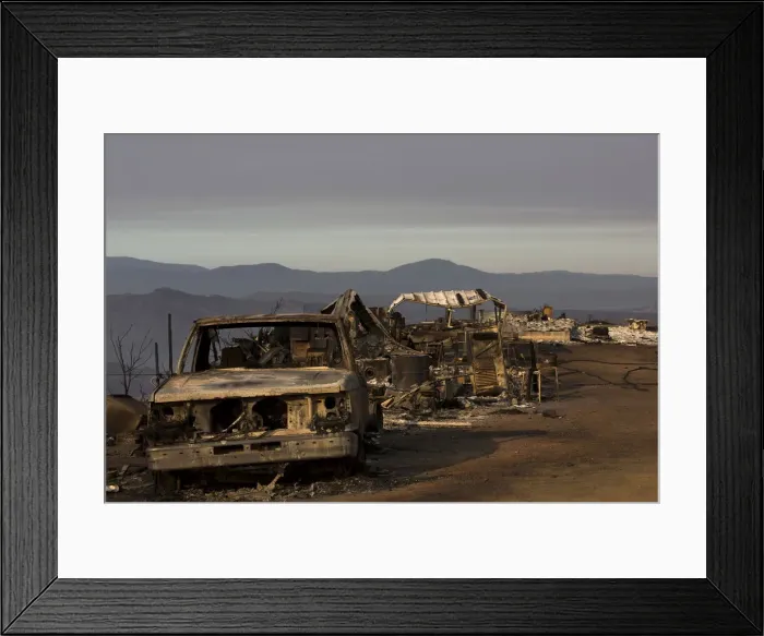 Framed Print : Properties destroyed by the Rocky Fire is seen near Clearake, California Framed Print : Properties destroyed by the Rocky Fire is seen near Clearake, California