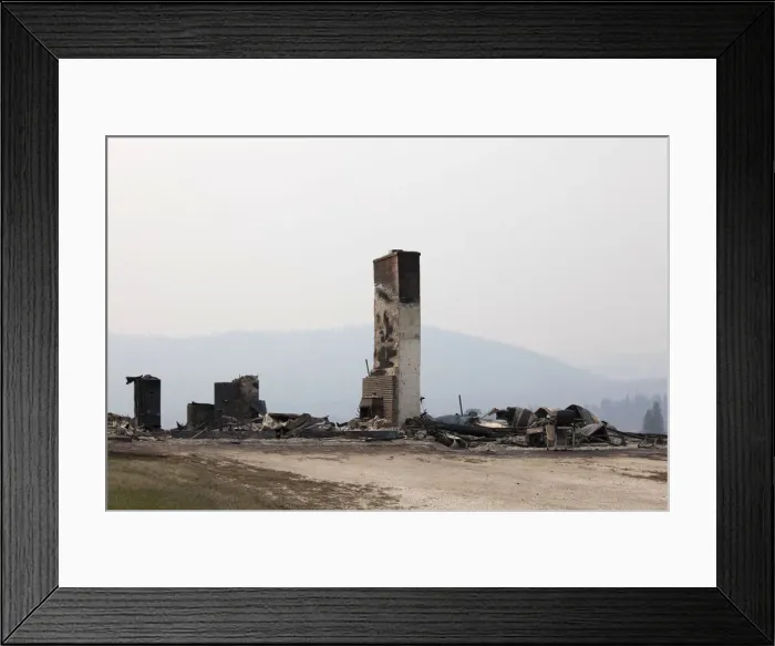 Framed Print : The remnants of a home consumed by the Carlton Complex Fire are pictured near Malott