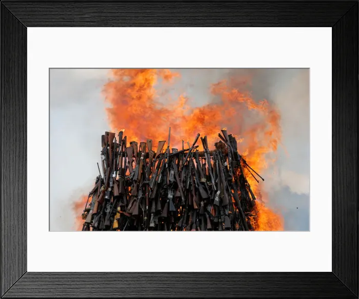 Framed Print : An assortment of 5250 illicit firearms and small weapons Framed Print : An assortment of 5250 illicit firearms and small weapons