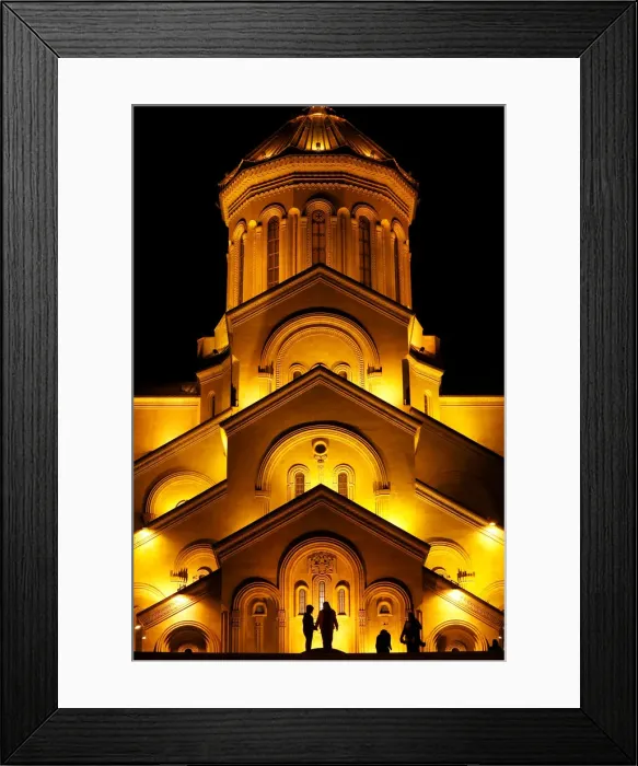 Framed Print : People walk in front of the Holy Trinity cathedral during a midnight Christmas service in Framed Print : People walk in front of the Holy Trinity cathedral during a midnight Christmas service in