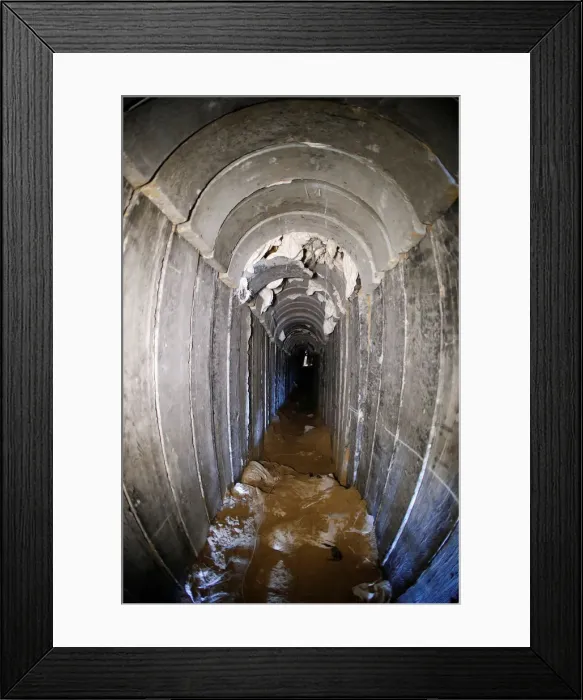 Framed Print : A general view shows the interiors of what the Israeli military say is a cross-border Framed Print : A general view shows the interiors of what the Israeli military say is a cross-border