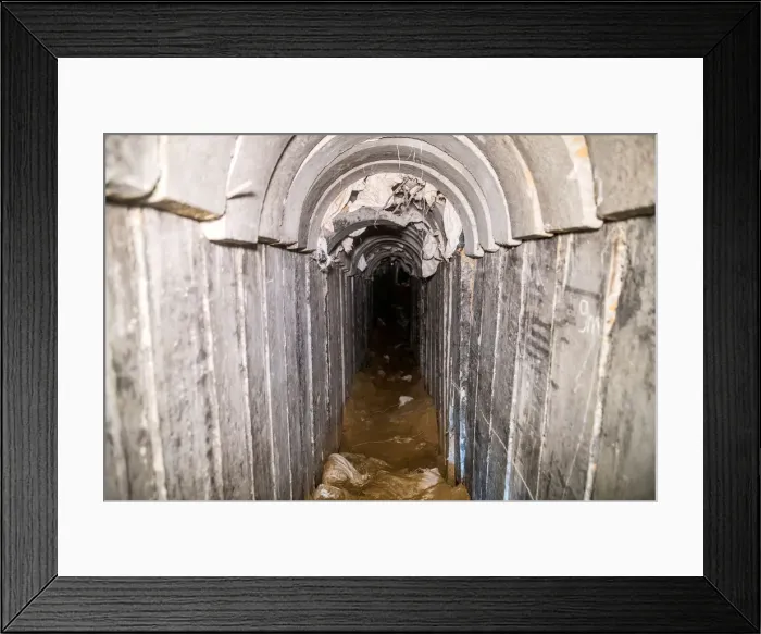 Framed Print : A general view shows the interiors of what the Israeli military say is a cross-border Framed Print : A general view shows the interiors of what the Israeli military say is a cross-border