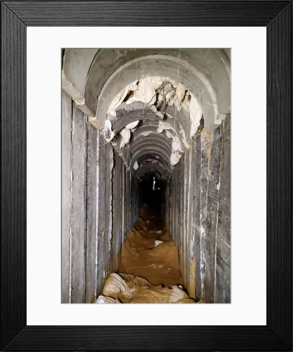 Framed Print : A general view shows the interiors of what the Israeli military say is a cross-border Framed Print : A general view shows the interiors of what the Israeli military say is a cross-border