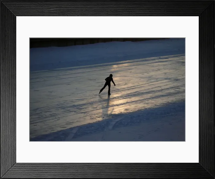 Framed Print : Person skates on the Rideau Canal in Ottawa Framed Print : Person skates on the Rideau Canal in Ottawa