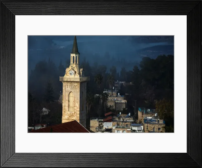 Framed Print : A general view of the clock tower of the Church of Saint John the Baptist in Jerusalem Framed Print : A general view of the clock tower of the Church of Saint John the Baptist in Jerusalem