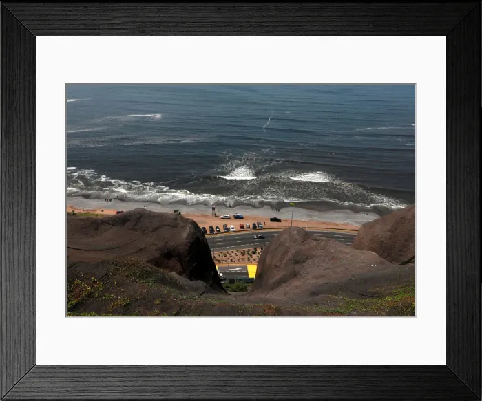 Framed Print : A general view shows vehicles along the beach in Lima, ahead of the papal visit in Peru Framed Print : A general view shows vehicles along the beach in Lima, ahead of the papal visit in Peru