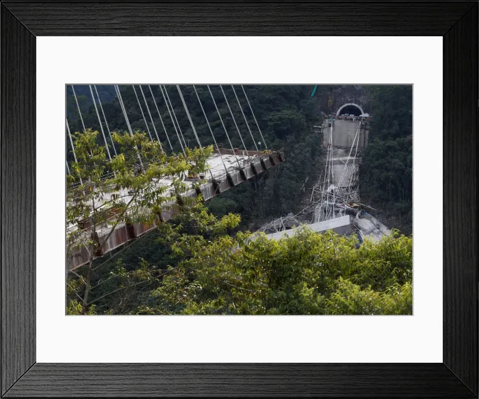 Framed Print : View of a bridge under construction that collapsed leaving dead Framed Print : View of a bridge under construction that collapsed leaving dead