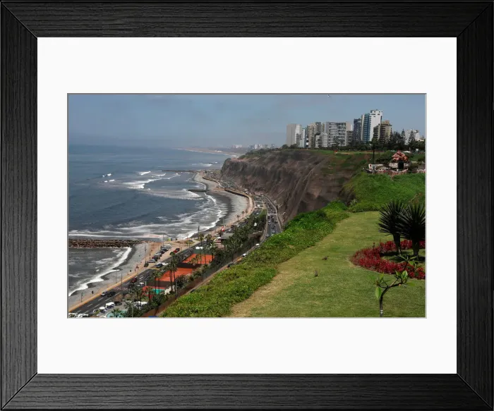 Framed Print : A general view shows vehicles along the beach in Lima, ahead of the papal visit in Peru Framed Print : A general view shows vehicles along the beach in Lima, ahead of the papal visit in Peru