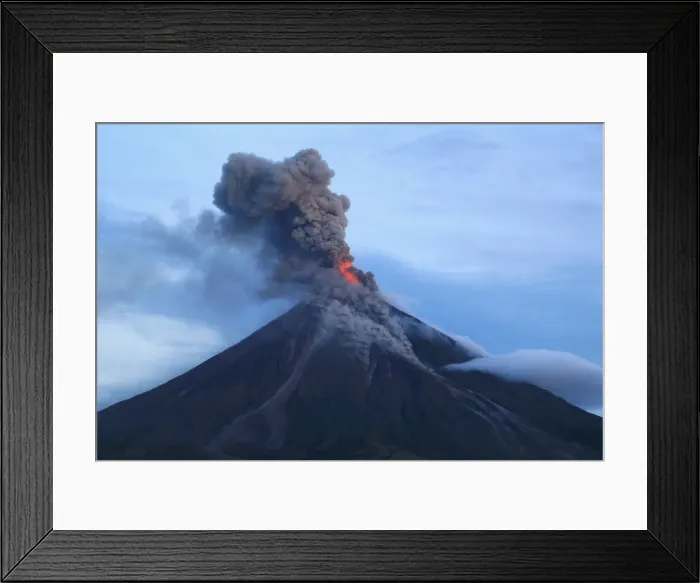 Framed Print : A view of the Mount Mayon volcano as it erupted anew in Daraga, Albay province Framed Print : A view of the Mount Mayon volcano as it erupted anew in Daraga, Albay province