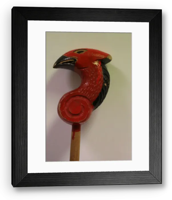 Framed Print : A figure on the top of a stick used by a believer is seen before the Endiablada Framed Print : A figure on the top of a stick used by a believer is seen before the Endiablada