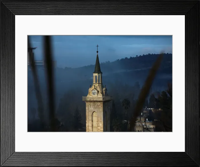 Framed Print : A general view of the clock tower of the Church of Saint John the Baptist in Jerusalem Framed Print : A general view of the clock tower of the Church of Saint John the Baptist in Jerusalem
