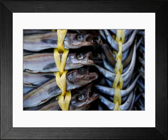Framed Print : Dried fish is displayed for sale at Gangneung Market