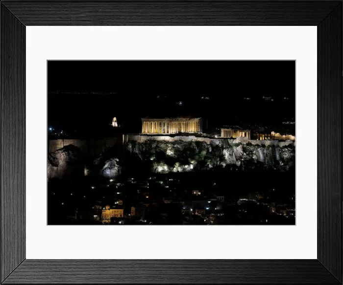 Framed Print : The ancient Parthenon temple is pictured atop the Acropolis hill before Earth Hour in Framed Print : The ancient Parthenon temple is pictured atop the Acropolis hill before Earth Hour in