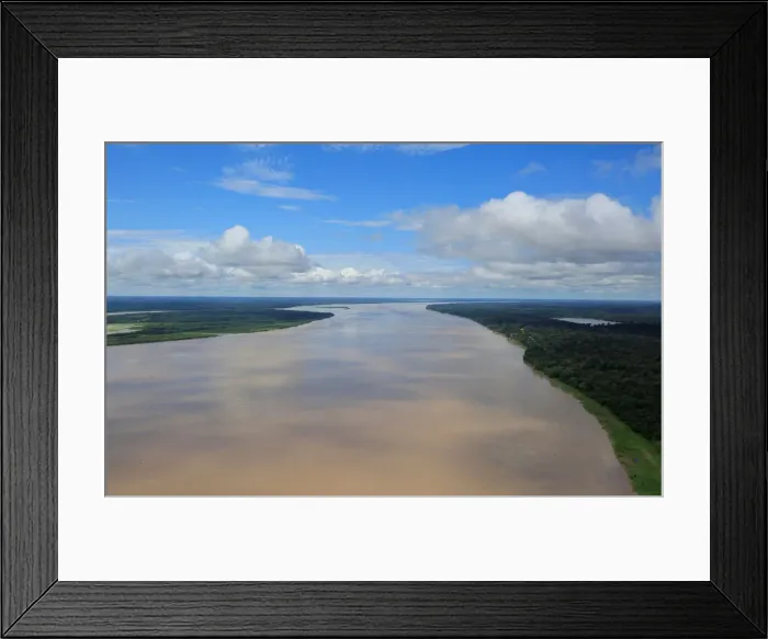 Framed Print : An aerial view of the Amazon river, before the signing of a document by Colombia s