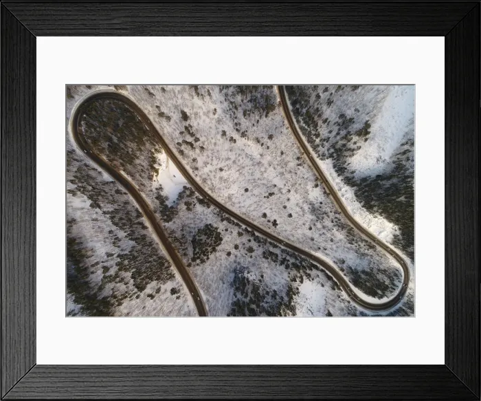 Framed Print : An aerial view shows vehicles driving along the R257 Yenisei federal highway in Framed Print : An aerial view shows vehicles driving along the R257 Yenisei federal highway in