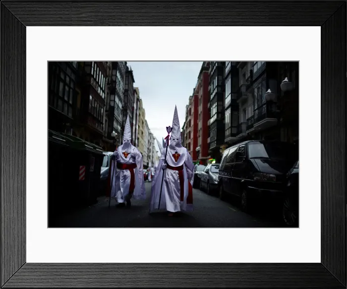 Framed Print : Penitents take part in the Procession del Nazareno in Bilbao Framed Print : Penitents take part in the Procession del Nazareno in Bilbao