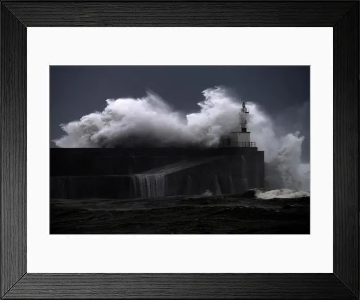 Framed Print : Huge waves crash on the San Esteban de Pravia seafront in Asturias region Framed Print : Huge waves crash on the San Esteban de Pravia seafront in Asturias region