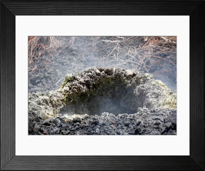 Framed Print : Volcanic gases rise from a fissure in the Leilani Estates subdivision Framed Print : Volcanic gases rise from a fissure in the Leilani Estates subdivision