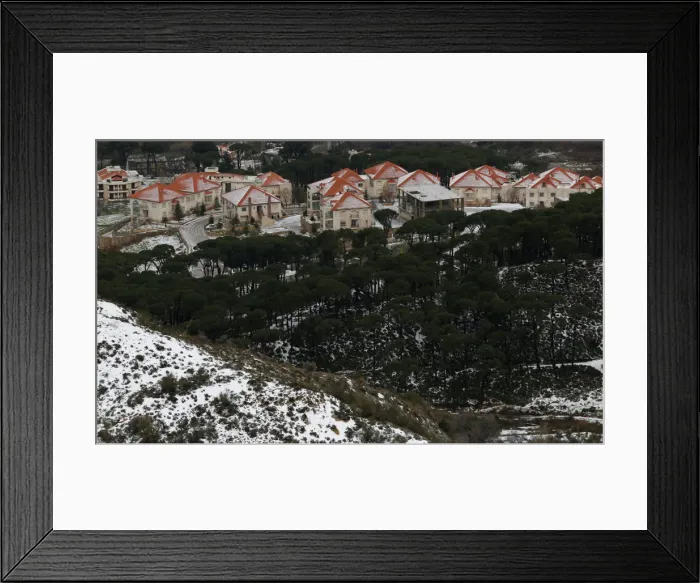 Framed Print : Snow covers mountains in Sawfar village Framed Print : Snow covers mountains in Sawfar village
