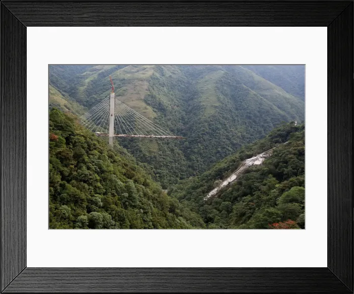 Framed Print : View of a bridge under construction that collapsed leaving dead