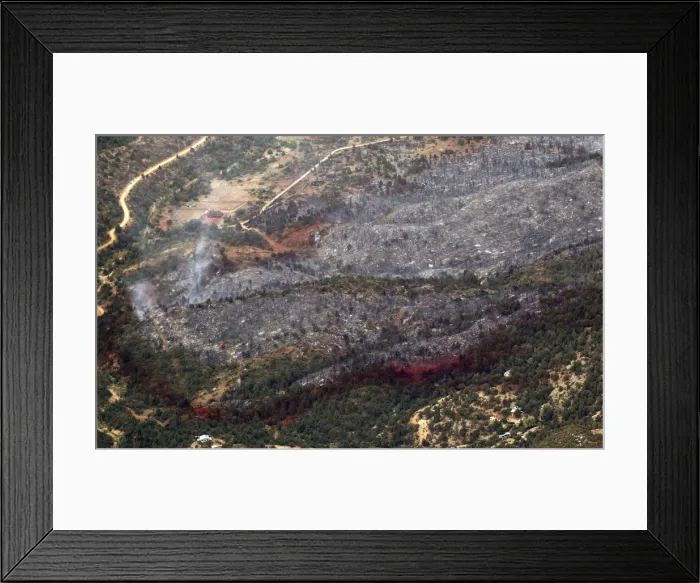 Framed Print : An aerial view of a strip of fire retardant near Yarnell, Arizona Framed Print : An aerial view of a strip of fire retardant near Yarnell, Arizona