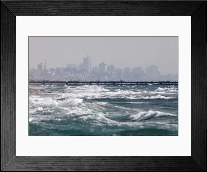 Framed Print : A general view shows the water border line betwen Israel Framed Print : A general view shows the water border line betwen Israel