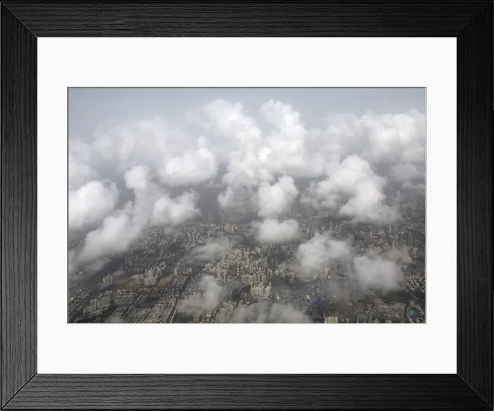 Framed Print : An aerial view shows monsoon clouds over Mumbai Framed Print : An aerial view shows monsoon clouds over Mumbai
