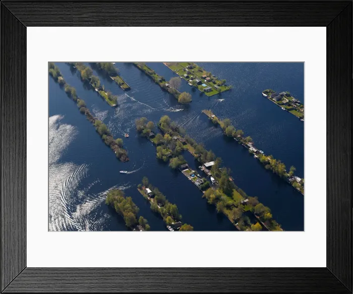 Framed Print : Aerial view of houses surrounded by water near Amsterdam Framed Print : Aerial view of houses surrounded by water near Amsterdam