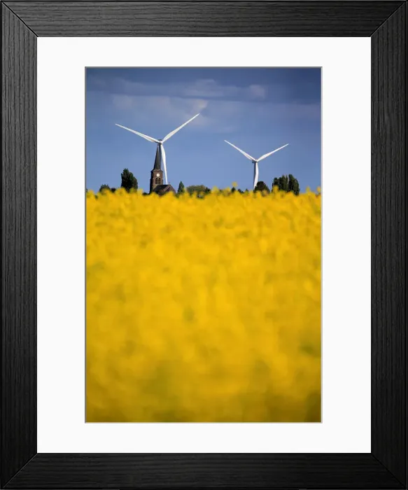 Framed Print : Church and windmills of the village of Saint-Hilaire-Lez-Cambrai are seen behind a Framed Print : Church and windmills of the village of Saint-Hilaire-Lez-Cambrai are seen behind a