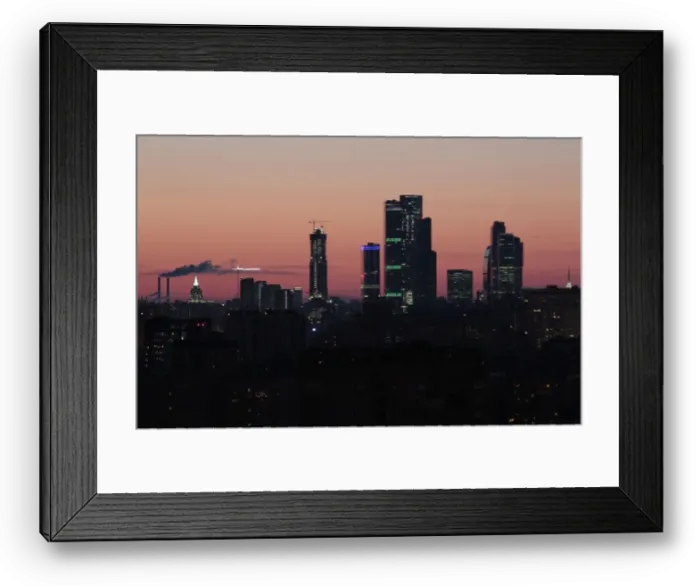 Framed Print : A general view shows the skyscrapers of the Moscow International Business Centre during