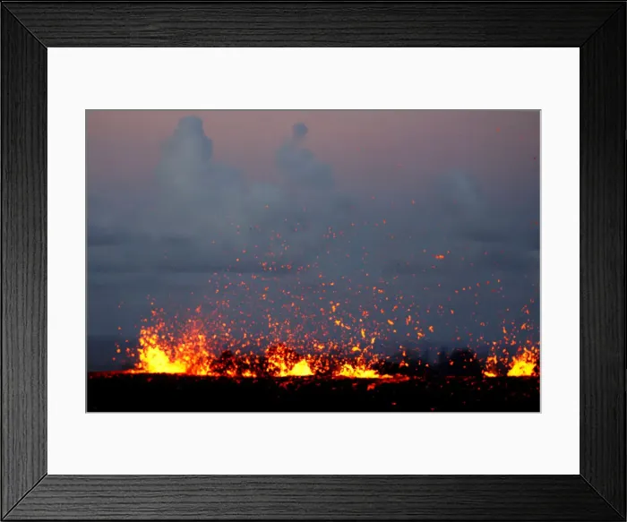 Framed Print : Lava erupts from a fissure on the outskirts of Pahoa Framed Print : Lava erupts from a fissure on the outskirts of Pahoa