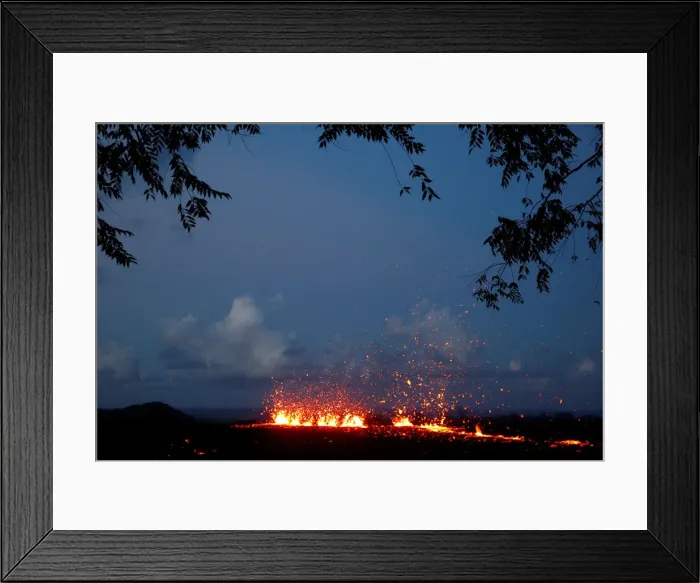 Framed Print : Lava erupts from a fissure on the outskirts of Pahoa Framed Print : Lava erupts from a fissure on the outskirts of Pahoa