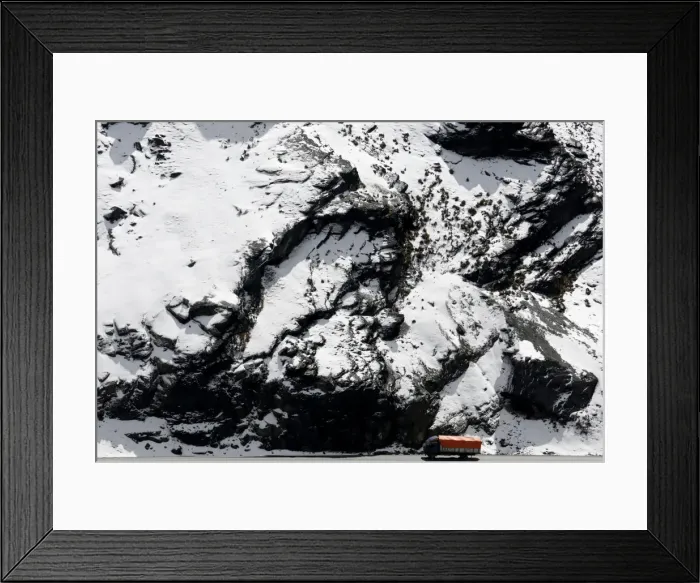 Framed Print : A truck is seen near La Cumbre after a heavy snow storm near La Paz Framed Print : A truck is seen near La Cumbre after a heavy snow storm near La Paz