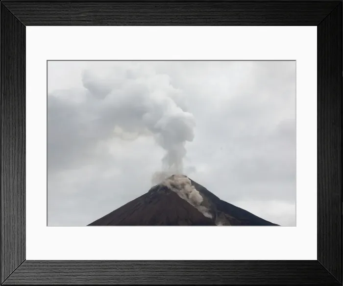 Framed Print : The Fuego volcano is seen from San Miguel Los Lotes in Escuintla