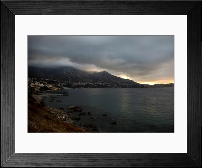 Framed Print : The border fence separating Spains northern enclave Ceuta and Morocco is seen from Ceuta