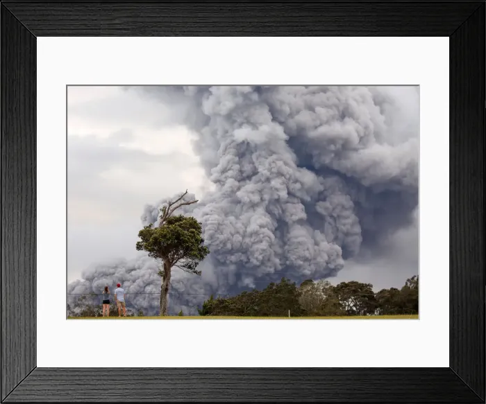 Framed Print : People watch as ash erupt from the Halemaumau crater near the community of Volcano Framed Print : People watch as ash erupt from the Halemaumau crater near the community of Volcano