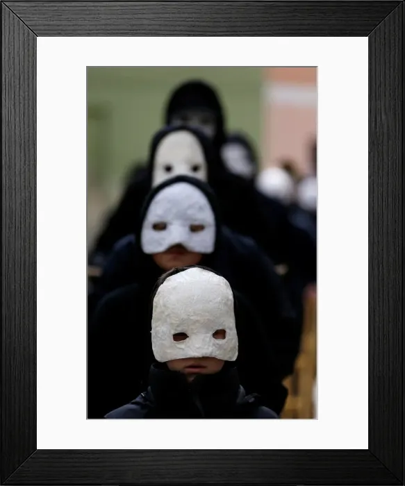Framed Print : People wearing masks march through the streets during Easter celebrations in Ceske Framed Print : People wearing masks march through the streets during Easter celebrations in Ceske