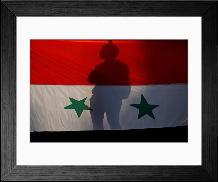 Framed Print : Demonstration against a possible offensive against Syria outside the U Framed Print : Demonstration against a possible offensive against Syria outside the U