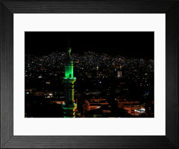 Framed Print : A general view of Barzeh area at night, in Damascus