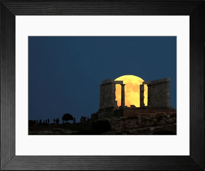 Framed Print : Lunar eclipse in Greece